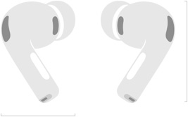 AirPods Pro 3 的圖像，展示左右兩邊的無線耳筒、矽膠耳塞、消噪咪高風；高度和寬度以毫米和吋顯示